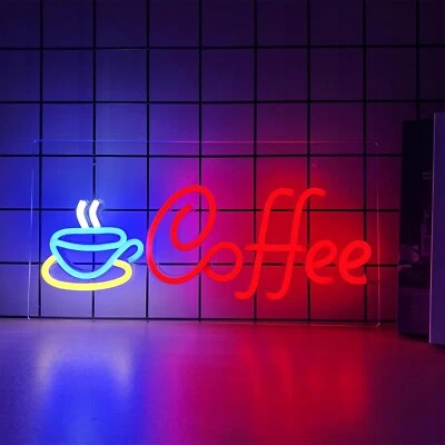 KAMANAN Coffee Shop hell LED Leuchtreklame energiesparende Wanddekoration - 16,5" x 8,7"