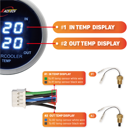 52mm 2-1/16" Digital Dual Air Intake InterCooler Temperature Gauge °C Blue LED - Zdjęcie 6 z 11