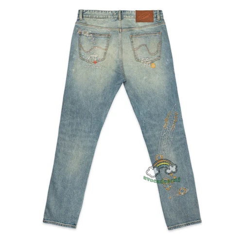 NWTBBC Icecream Embroidery Running Dog Men's Jeans Size 30-40 - Picture 3 of 13