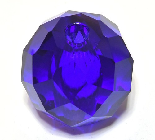 VINTAGE GLASS OR CRYSTAL COBALT BLUE INDIGO BLUE BREAK SPACER FOR FLOOR LAMP - Picture 2 of 6