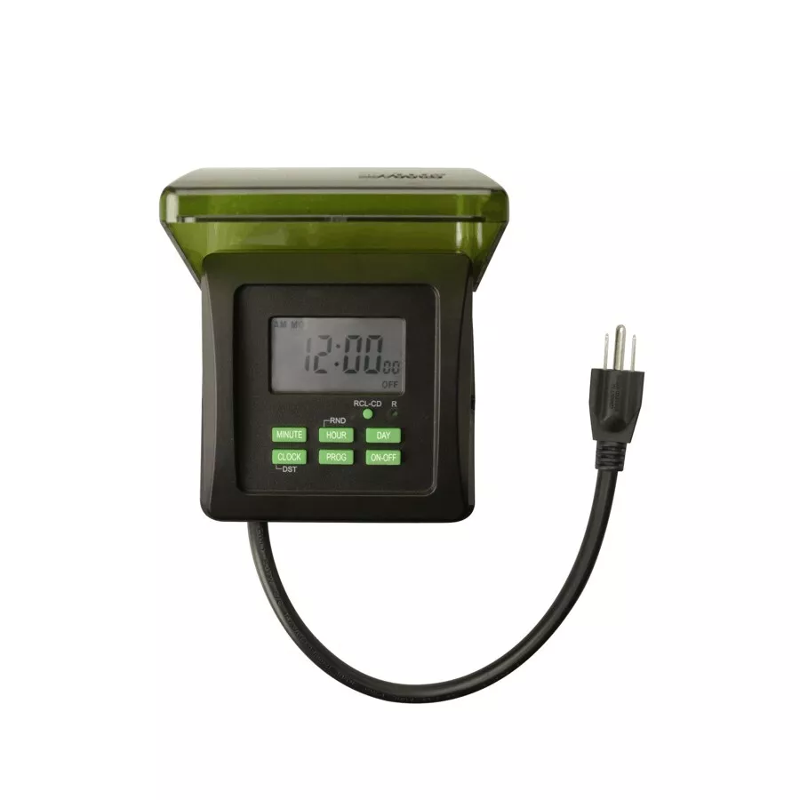 2 Plug Heavy Duty Outdoor 7 Day Digital Grounded Timer Outlet eBay
