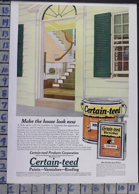 1918 CERTAIN-TEED HOUSE PAINT INTERIOR DESIGN HOME DECOR VINTAGE ART AD  BX42