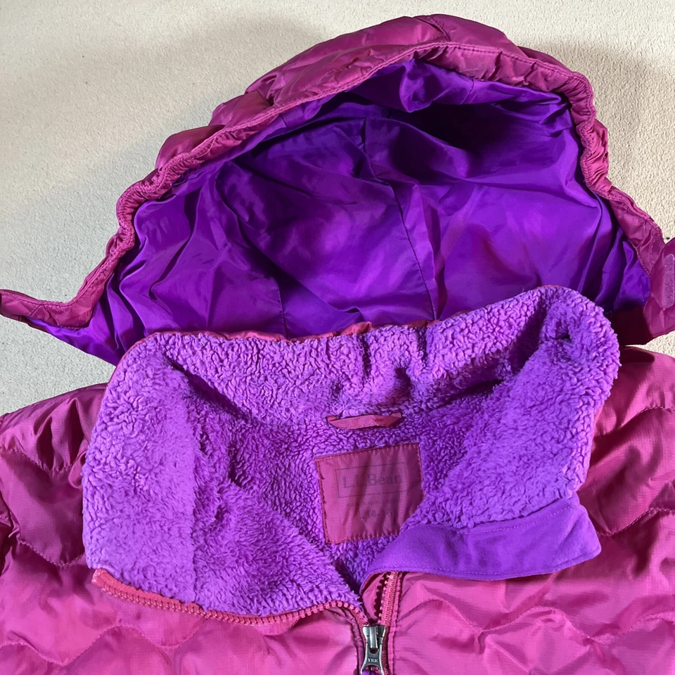 L.L. Bean Jacket Girls Magenta Pink Down Puffer Large 14-16 Downtex READ - Image 4 of 4