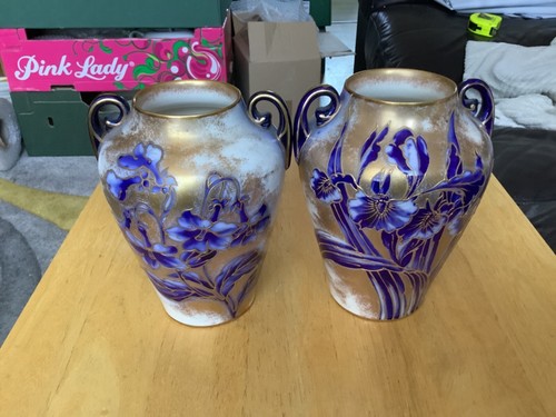 Antique Doulton Burslem A3563 Stunning Pair Of Small Handled Vases 1886-1891 - Picture 5 of 12