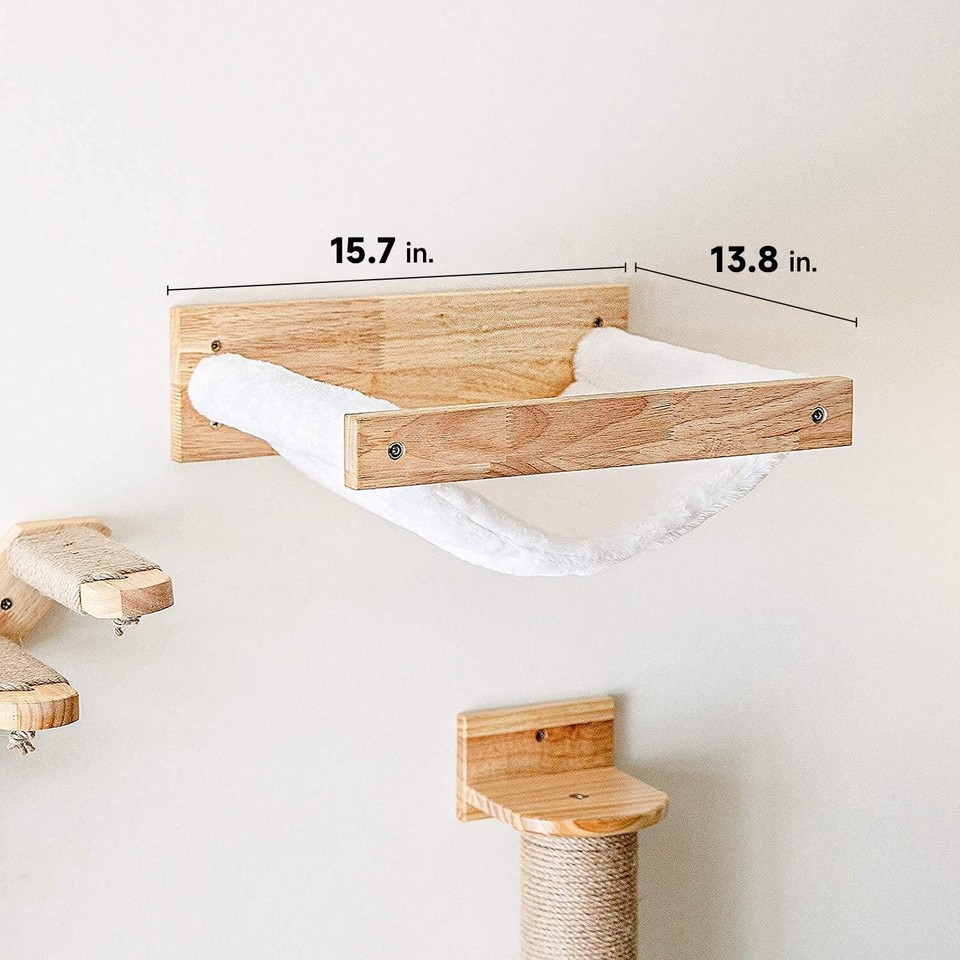 Cat Hammock Wall Mounted, Kitty Beds and Perches, Wooden Cat Wall