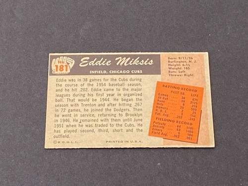 Eddie Miksis 1955 Bowman #181 - Free Shipping - Picture 6 of 10