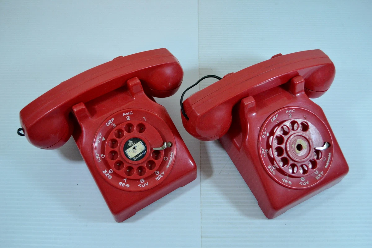 Lot of 2 Vintage Brumberger Toy Dial Telephone Red For Parts or Repair |  eBay