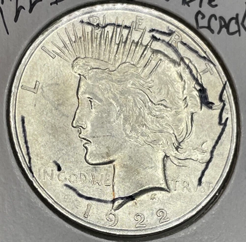 1922 D Peace Silver Dollar Unc With Multiple Obverse Die Cracks see pictures