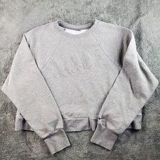 Nike Sweatshirt Womens 2X Gray Crop Oversized Pullover Logo Swoosh CJ0683-091