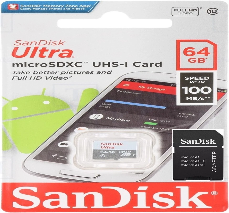 SanDisk Ultra Micro SD Card 16GB 32GB 64GB 128GB Class 10 SDHC SDXC TF Memory - Image 4 of 4