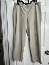 St. John Emma Pants Women’s 14 Beige Cream Textured Side Zip Made in USA