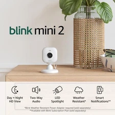 Blink Mini 2 (Newest Model) — Home Security & Pet Camera(s) with HD video, color