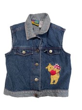 Vintage Winnie The Pooh Girls 2T Denim Vest Embroidered Y2K