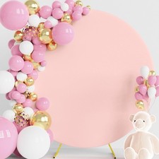 6.6FT Blushing Pink Spandex Round Backdrop Cover for Party Decor