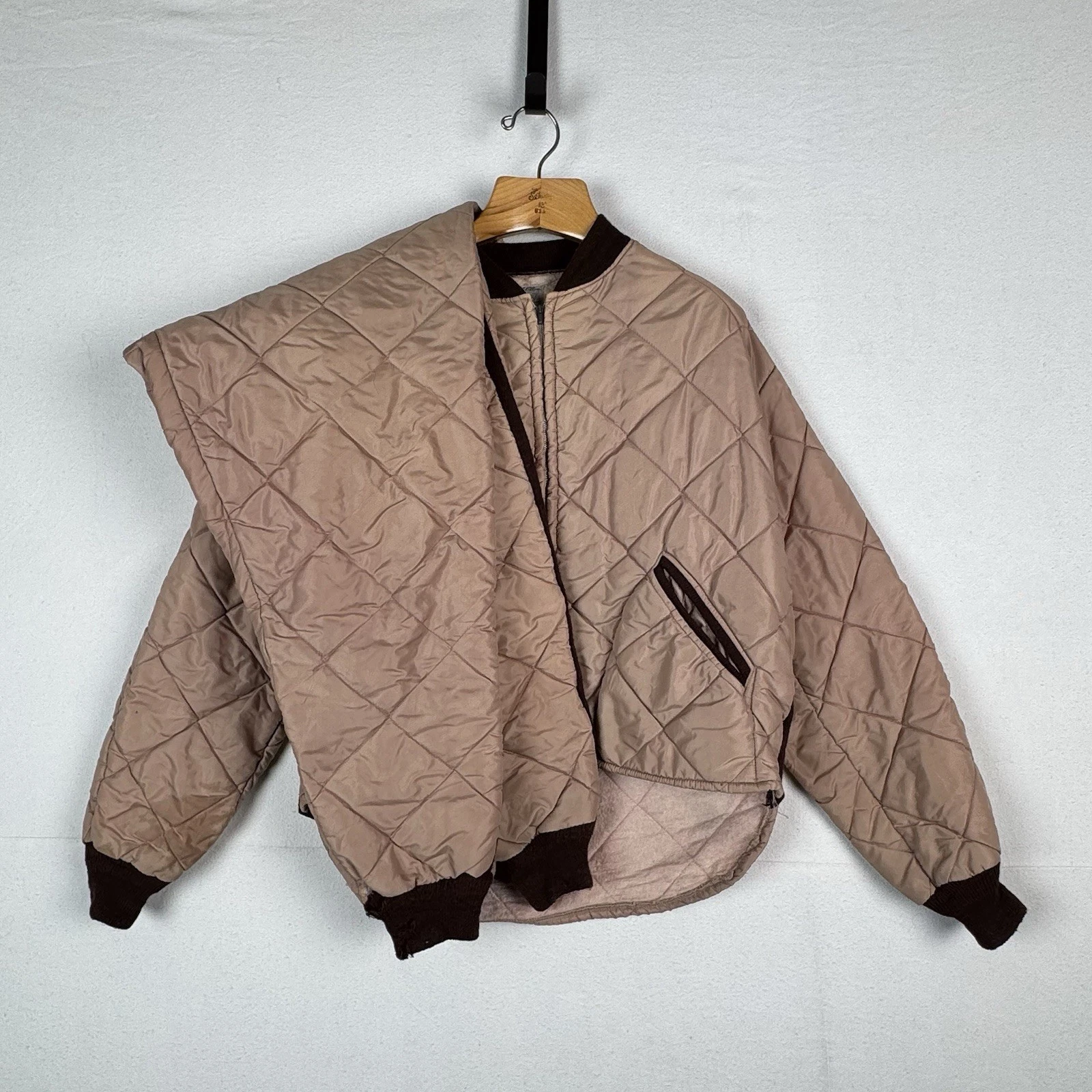 60’s Vintage Bob Allen Quilted Jacket Pants Set Long Underwear Men's XL Brown