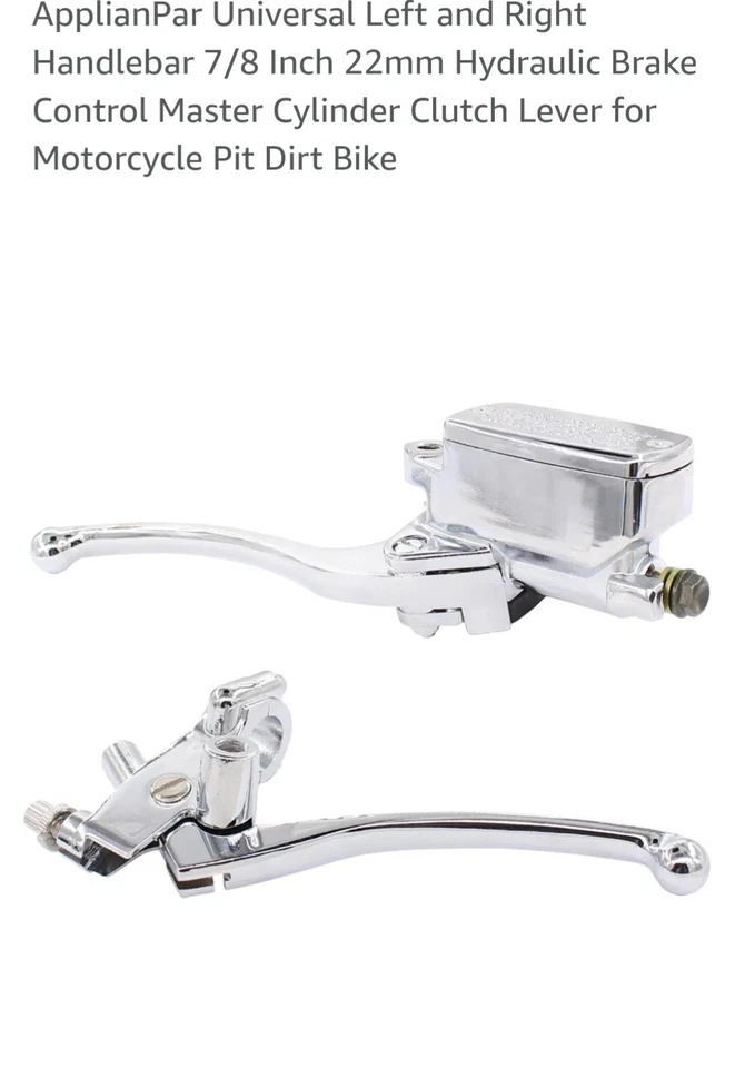 Chrome 7/8" Motorcycle Handlebar Hydraulic Brake Master Cylinder Clutch Lever - Image 2 of 4