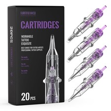Wormhole Tattoo Cartridge Needles, 20pcs Mixed: 3RL, 5RL, 5RM, 7RM, Clear