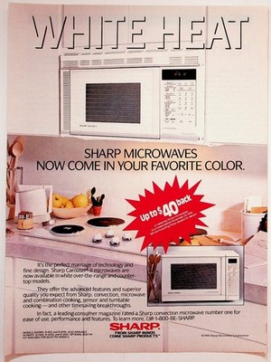 Sharp Microwave Oven Ad Vintage Original Print White Heat 1990 Kitchen