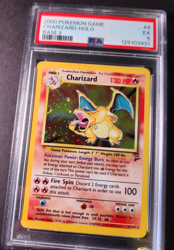 Pokemon TCG Charizard #4/130 Base Set 2, Holographic, Graded PSA 5, EX - Image 4 of 4