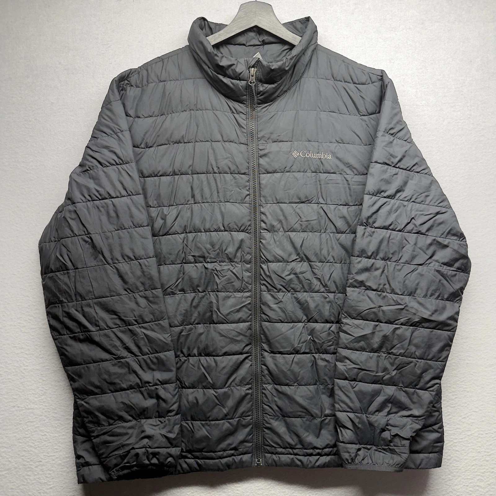 Columbia Jacket Mens XL Gray Thermal Coil Puffer Insulated Full Zip Outdoor