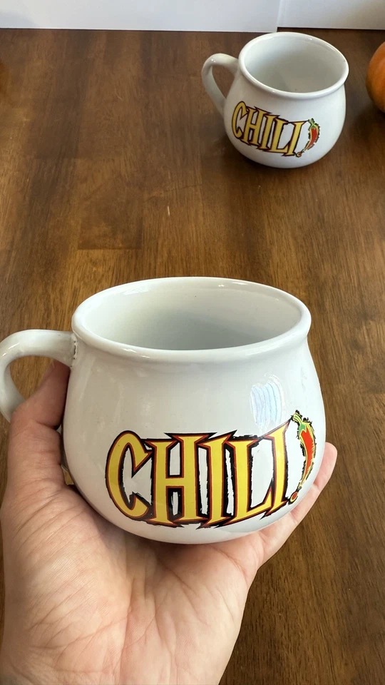Hot Chili Mugs Set Of Two Houston Chili Bowls Or Coffee Mug Dinnerware Kitchen - Image 2 of 4