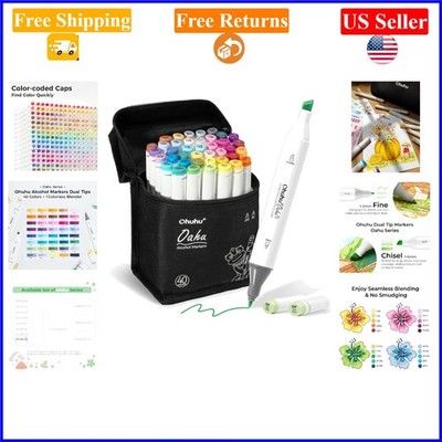 Alcohol-Based Dual Tip Art Markers Set, 40 Vibrant Colors, Refillable, for Ar...