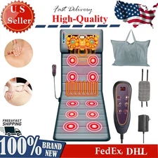 Full Body Massage Pad with Electric Heat and Vibration -Cushion with 10 Motors