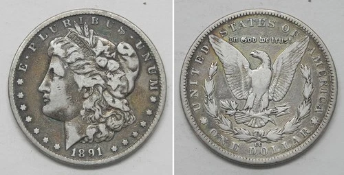 X7225  1891-CC Morgan Dollar, Fine, Carson City