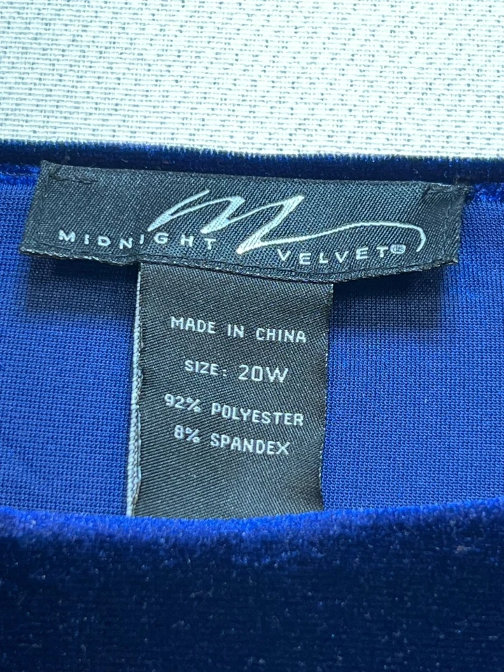 Midnight Velvet Womens Midi Dress Long Sleeve Sz 20W Navy Blue Rhinestone Buckle - Image 3 of 4