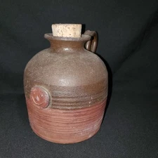 Art Pottery Handmade Jug Brown With Smiley Face Signed BR