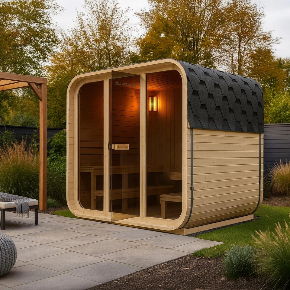 Outdoor Cubesauna Gartensauna Außensauna Saunakabine KOMPLETT SET Sauna Ofen 6 P - Bild 2 von 4