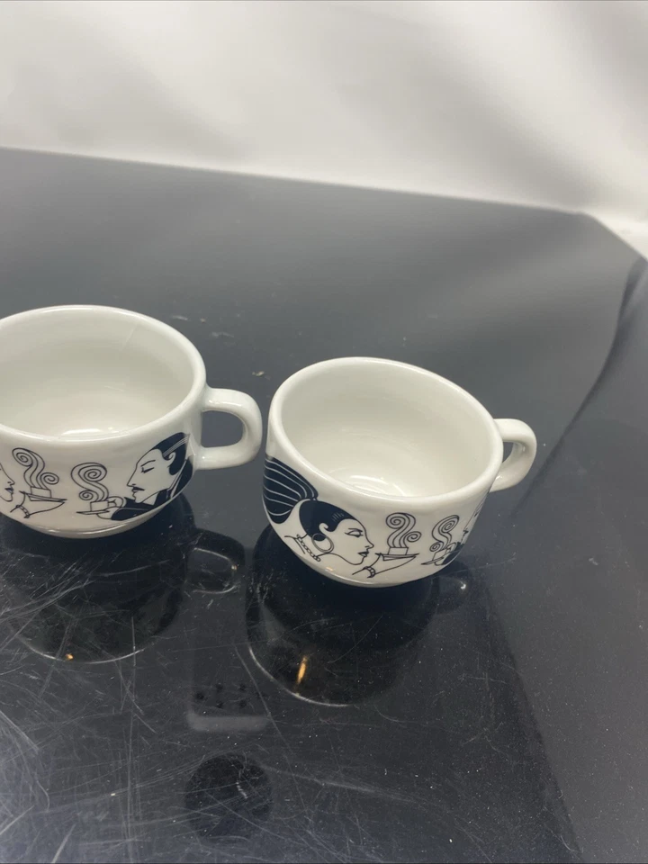 Набор из 2 штабелируемых кофейных чашек эспрессо Demitasse ар-деко кафе - сделано в Бразилии - Изображение 3 из 4