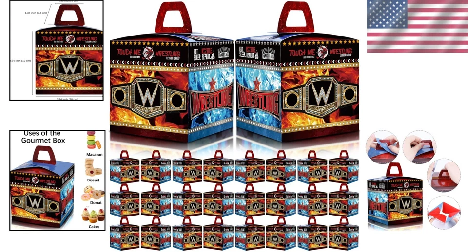 Cajas de regalos de fiesta de lucha libre bolsas de regalos cajas de regalo para decoraciones de cumpleaños Foto 2 de 4