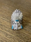 Vintage Native American Chief ring Silver