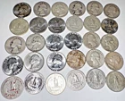 Lot of 30 Washington QUARTERS, 1946 - 1964, 90% Silver, CIRCULATED (6)