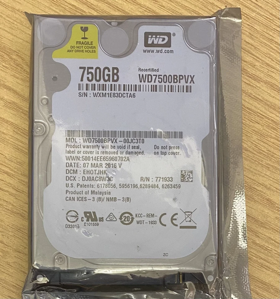 WD 750GB Sata HDD 5400 rpm 2.5" x 9mm WD7500BPVX  - Image 3 of 3