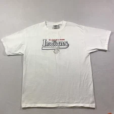 Vintage Lee Sport Cleveland Indians Shirt Mens XL White Baseball MLB Throwback