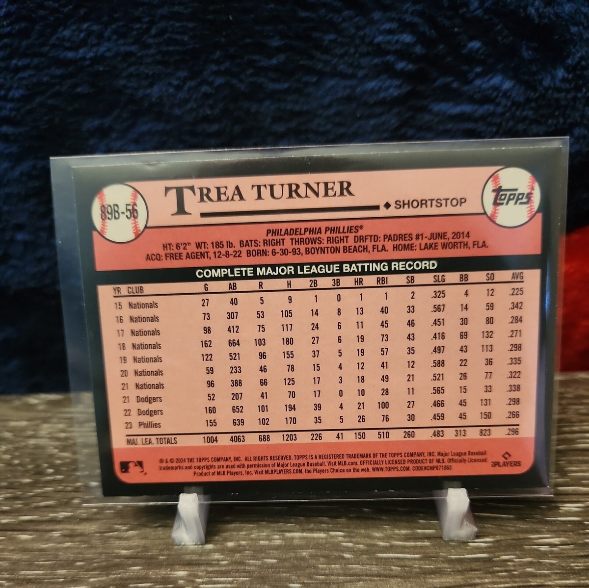 Trea Turner 2024 Topps Series 1 #89B-56 1989 35th Trea Turner 2024 Topps Series 1 #89B-56 1989 35th