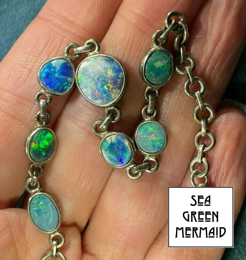 Australian Boulder Opal Bracelet in Sterling Silver VIDEO
