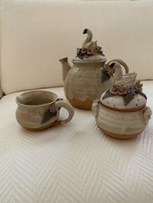 POTTERY TEA SET VINTAGE UNUSED HANDCRAFTED