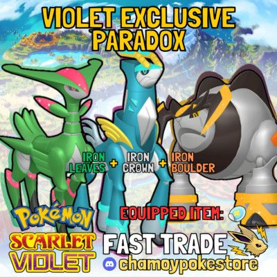 IRON LEAVES + IRON BOULDER + IRON CROWN   INDIGO DISK Pokemon Scarlet & Violet
