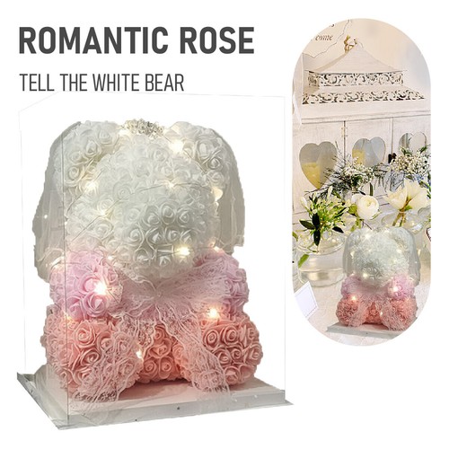 Romantic Rose Flower Teddy Bear LED Lights Mother's Day Present Birthday For Mum - Picture 21 of 22