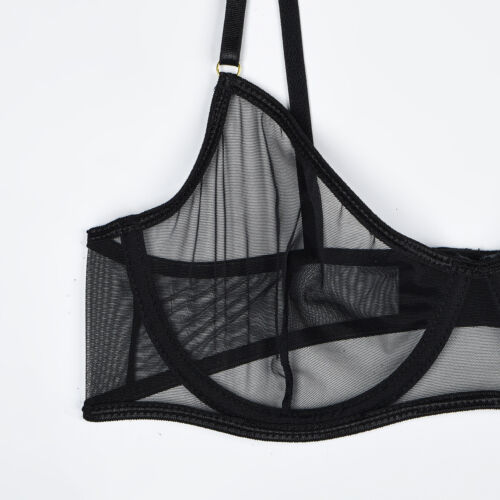 Sexy Womens Mesh See Through Bra Thong Lingerie Knicker Underwear Sets Nightwear - Picture 25 of 43