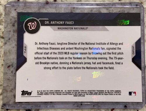 2020 Topps NOW #2 Dr. Anthony Fauci First Pitch of MLB Season Nationals IN HAND - Picture 2 of 2