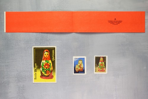 Babushka MATROSCHKA Polhovsky Maydan Holz KUNST SELTEN Set UdSSR Streichholzetiketten 1966 - Bild 3 von 4