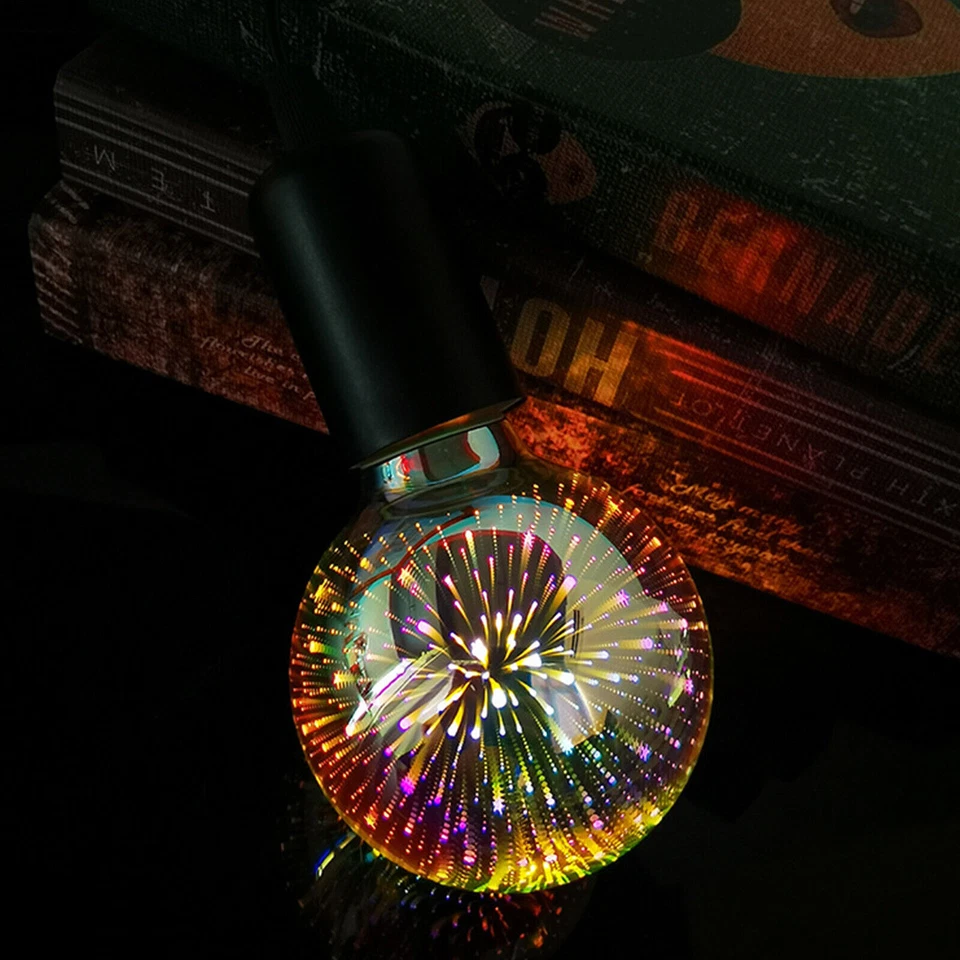 3D Decoration LED Bulb E27 Glass Colorful Vintage Light Edison Bulb Firework - Image 4 of 4