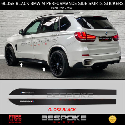 BMW X5 X6 F15 F16 F85 GLOSS BLACK SIDE STICKERS SKIRT DECALS VINY M PERFORMANCE