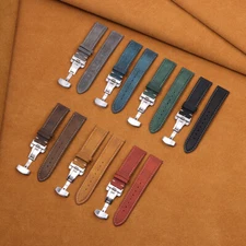 Soft Genuine Leather Watch Band Butterfly Clasp Wristwatch Band Accessories