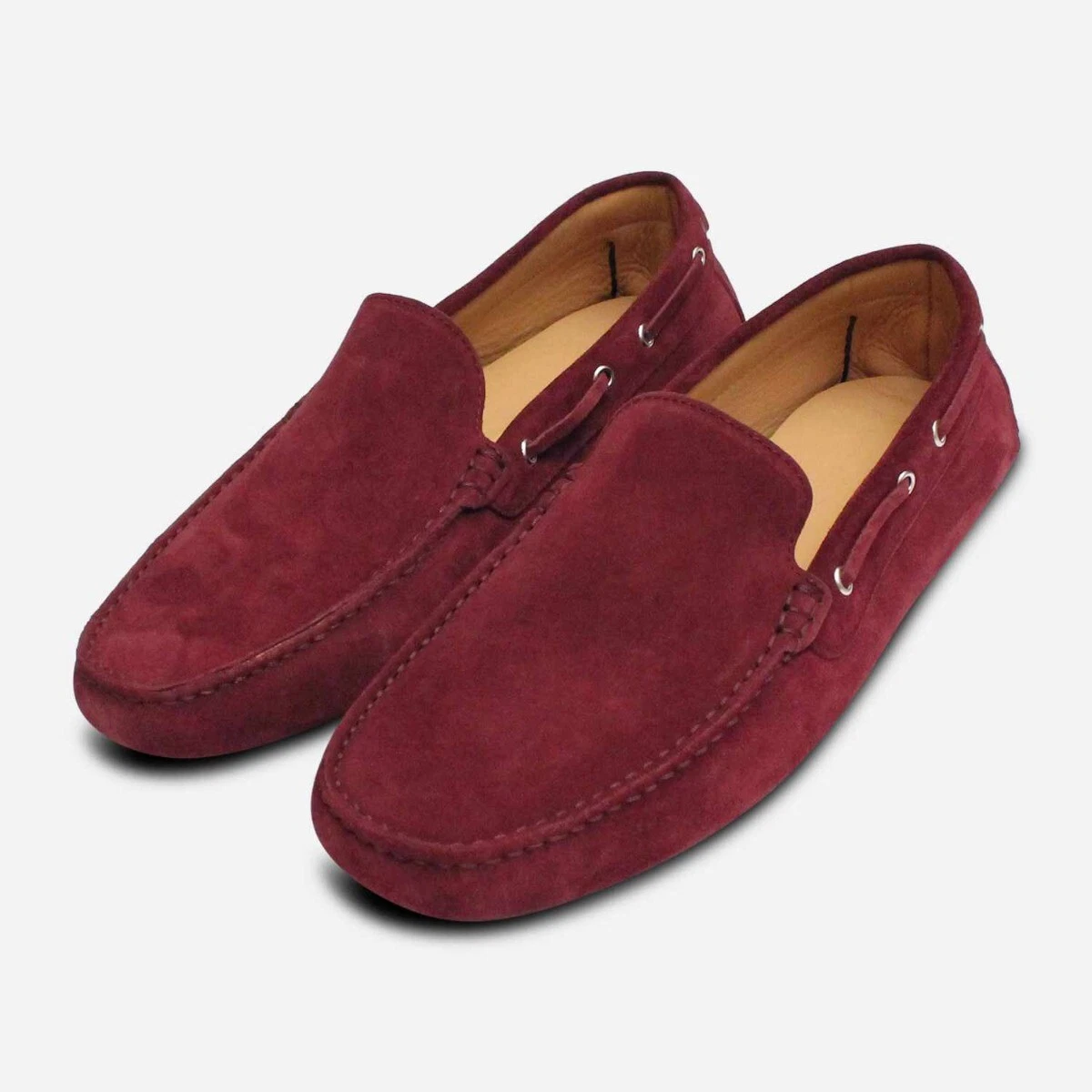Dark Burgundy Suede Mens Italian Driving Shoe Moccasins eBay