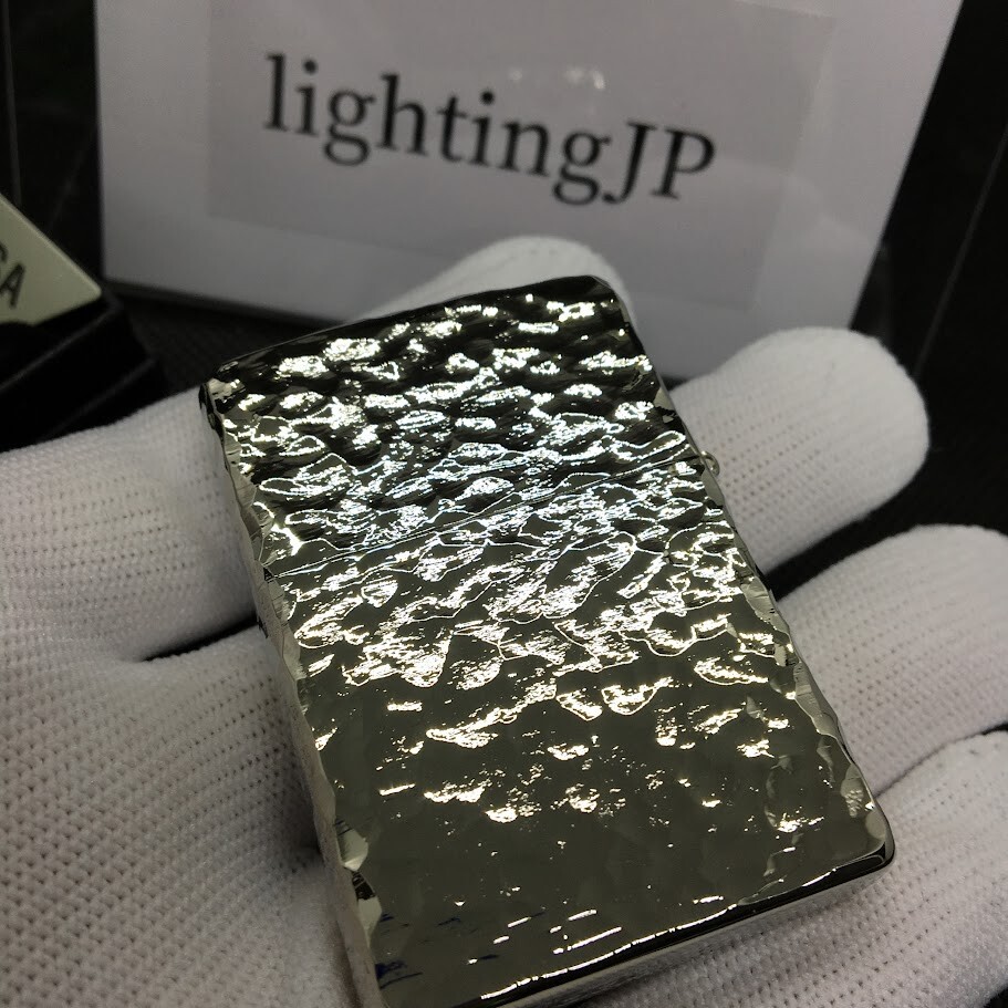 Zippo Hammer Tone 5 Sided Processing Silver Platinum Plate Japan 